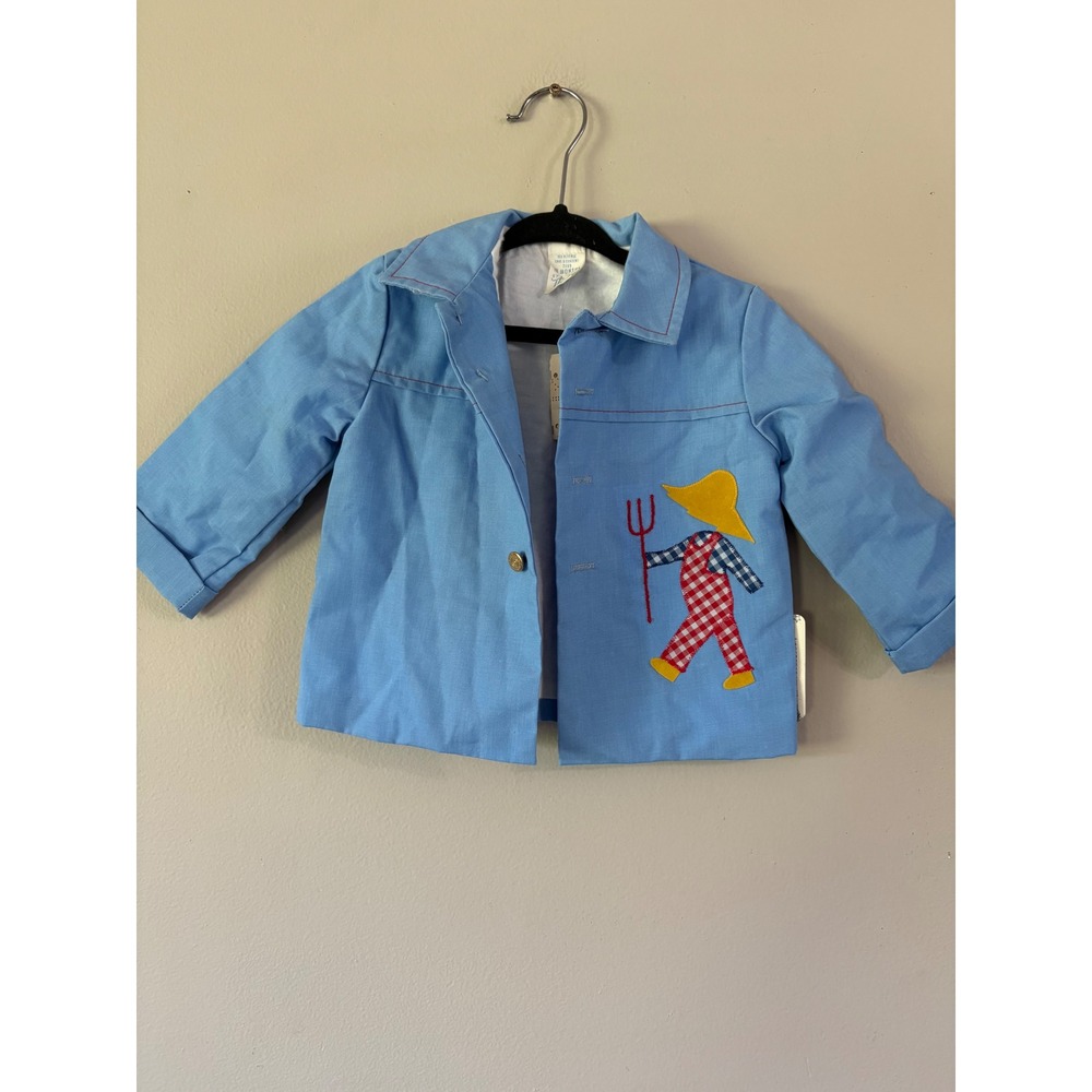 Vintage Thomas Blue Farmer Applique Jacket 18 Months New With Tags Deadstock